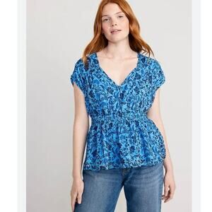 NWT Old Navy Waist-Defined Printed Dolman-Sleeve Top Blue Floral size 2x